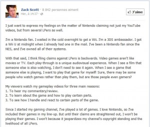 Zack Scott prévisualitsation de son post sur Facebook